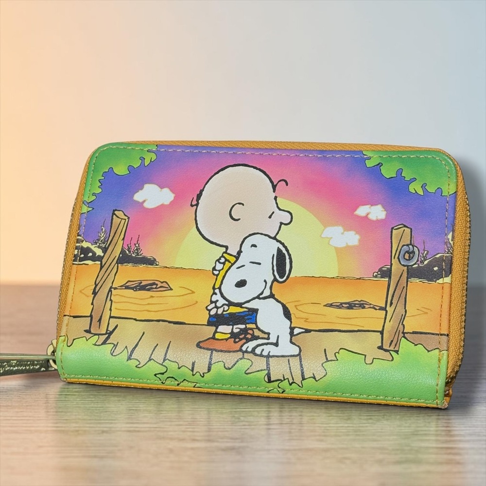 Loungefly Peanuts Charlie Brown Snoopy Sunset Zip Around Wallet Yellow